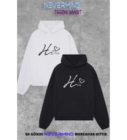Unisex Oversize Hoodie – Çift Kombini His & Hers 2'li Sweatshirt (Siyah - Beyaz)