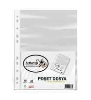 Poşet Dosya 50 Li A-4 Şeffaf Föy Dosya 1 Paket Artlantis Ofis Okul Kenarı Delikli Poşet Dosya 1 Paket (Renksiz)