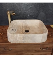 Gümüş Traverten Kare Lavabo