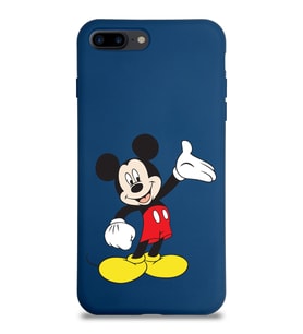Apple iPhone 8 Plus Uyumlu Lansman Kılıf Mickey Mouse Tasarımlı Altı Kapalı İçi Kadife Kaplı  Kapak (Şeffaf)