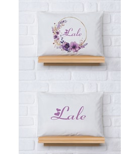 Pia Baby Premium %100 Pamuk İkili İsim Yazılı Kız Bebek Yastık Kılıfı – 35x45 cm Organik Baskı 5069-13 (Ekru)