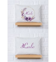 Pia Baby Premium %100 Pamuk İkili İsim Yazılı Kız Bebek Yastık Kılıfı – 35x45 cm Organik Baskı 5069-13 (Ekru)