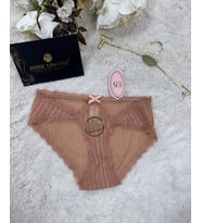 Fk Lingerie Simli Arkası Transparan Tül Önü Dantelli Önü Cut-Out Külot (Bej)