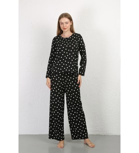 Akbeniz Kadın Bürümcük Kumaş Pijama Takım Siyah 4234