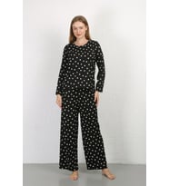Akbeniz Kadın Bürümcük Kumaş Pijama Takım Siyah 4234