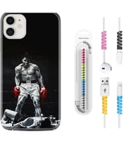 Apple iPhone 11 12 13 Mini Kılıf Kablo Koruma Spiral Silikon Moon Baloon 1369