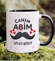 BK Gift Kişiye Özel Canım Abim Tasarımlı Siyah Kupa Bardak, Doğum Günü Hediyesi