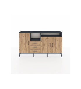 Arges Konsol 5 Raflı 3 Çekmeceli 3 Kapaklı 176x30x99 Antrasit-Çam