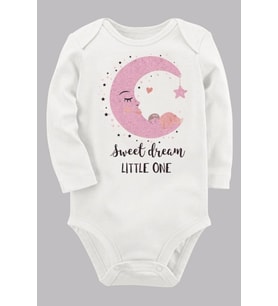 Organik Baskılı Pamuklu Unisex Bebek Body UZUNKOLE122