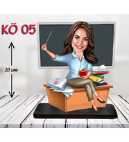 Kişiye Özel Ahşap Biblo - Kadın Öğretmen Karikatür Biblo - Öğretmen Biblo 5