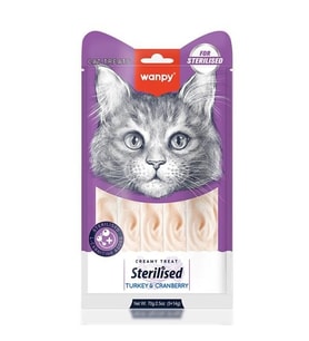Wanpy Sterilised Hindi & Kızılcıklı Kısırlaştırılmış Sıvı Kedi Ödül Maması 5x14 gr
