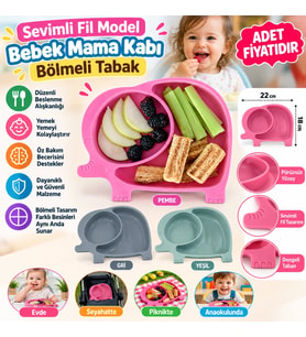 Mey İthalat® Bebek ve Çocuk için Sevimli Fil Model Desenli Yemek Bebek Mama Kabı Bölmeli Tabak -(adet fiyatıdır) STOKTA OLAN RENK GÖNDERİLİR
