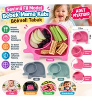 Mey İthalat® Bebek ve Çocuk için Sevimli Fil Model Desenli Yemek Bebek Mama Kabı Bölmeli Tabak -(adet fiyatıdır) STOKTA OLAN RENK GÖNDERİLİR