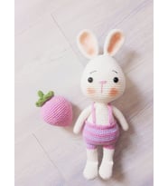 Tavşan Sunny ve Çileği Amigurumi Organik Oyuncak