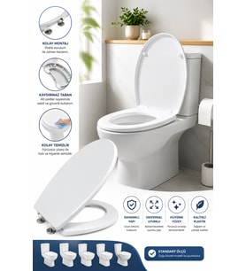Universal Klozet Kapağı Standart Ölçü Dayanıklı Plastik Kolay Montaj