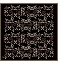 Barok Desen Black Seri Twill Eşarp Eşarp Askısı ile Birlikte 90x90 cm Bej-90x90