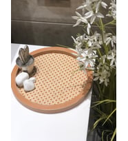 Maison Avf Rattan Hazeran Cappuccino Yuvarlak Tepsi M010