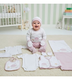 GAYE KIZ BEBEK ÇİÇEK NAKIŞLI 10 LU HASTANE ÇIKIŞ ZIBIN SETİ .