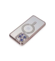 Newface Apple iPhone 15 Pro Max Kılıf Joke Simli Magneticsafe Kılıf - Pembe