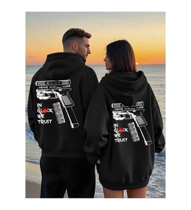 Glock Grafik Baskılı Beyaz Hoodie – Sokak Modası Unisex Kapüşonlu Sweatshirt Oversize (Siyah)