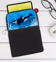 BK Gift Balıklar Tasarımlı Taşınabilir Koruyucu Tablet Kılıfı & Organizer Çanta - Siyah-1