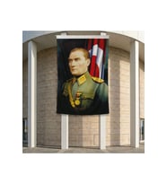 Üniformalı Gazi Mustafa Kemal Atatürk- Ay Yıldız Bayrak Poster Bayrak Premium Raşel Kumaş ATA17 2x3m
