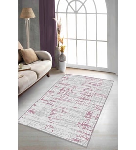 Pembe Vintage Kaymaz Tabanlı Makinede Yıkanabilir Halı ES02 - 100 x 160 cm