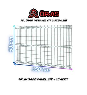 Yeşil Bahçe Teli Panel Çit 50 cm x 250 cm = 10-Adet (Y.Yeşil)