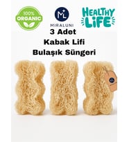 3’lü Doğal Kabak Lifi Bulaşık Süngeri – Bitkisel, Çevre Dostu, Plastik İçermez, Uzun Ömürlü (Sahra Beji)