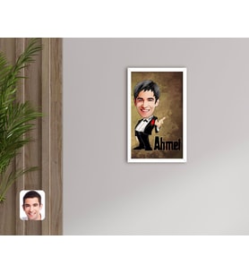 BK Gift Kişiye Özel İsimli Karikatürlü Dekoratif Ahşap Beyaz Çerçeveli Tablo-1