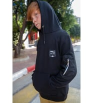 Breeze Girls & Boys Erkek Çocuk Sweatshirt Kapüşonlu Kolu Fermuar Detaylı 9-14 Yaş, Siyah