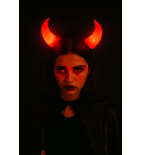 Halloween Taç Şeytan Işıklı Büyük Boynuzlu