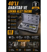 Otomotiv ve Ev Kullanımı İçin 40 Parça Lokma Anahtar Seti Taşıma Çantalı
