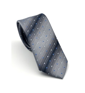Füme Verev Desenli Gri Dokuma Kumaş Mendilli Slim Fit Kravat // SDK-2505-4
