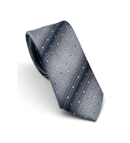 Füme Verev Desenli Gri Dokuma Kumaş Mendilli Slim Fit Kravat // SDK-2505-4