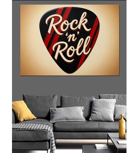 Kırmızı Pena "Rock'N Roll" Dekoratif Kanvas - Mdf Ahşap Tablo