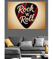 Kırmızı Pena "Rock'N Roll" Dekoratif Kanvas - Mdf Ahşap Tablo