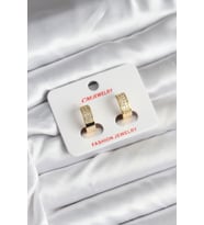 14K Gold Renk Kaplama Zirkon Taşlı Halka CM Kadın Küpe 5886 - SSSSSS8789-6087