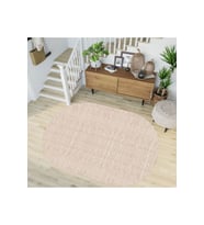 Eliana Home Baskılı, Yıkanabilir Kaymaz Taban Oval Halı LNA7197-D376 100x150 cm (Bej)