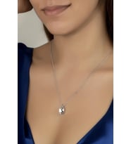 Union Crystal Kadın Oval Tırnaklı Gümüş Kolye