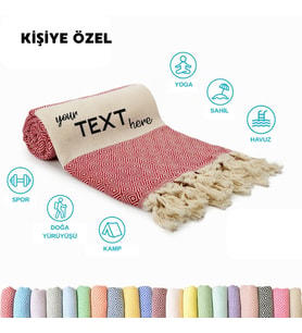 Kişiye Özel Elmas Desenli Nakışlı Peştemal – İsim Yazılı Oversize Türk Plaj Havlusu – Banyo Havlusu