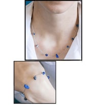 Sertifikalı Lapis Lazuli Taşlı Doğal Taş Kolye Bileklik Seti (Çok Renkli)