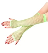 80’ler 90’lar Retro Neon Yeşil File Parmaksız Eldiven 26 cm