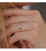 14k Altın Nazar Boncuklu Taşlı Yüzük
