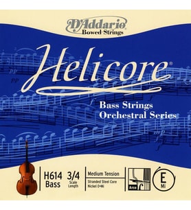 D'Addario H614 Helicore Tek Kontrabas Mi (E) Teli (3/4)  Güçlü Alt Frekans Desteği Odaklanmış Rezonans ve Dayanıklı Krom Sargı