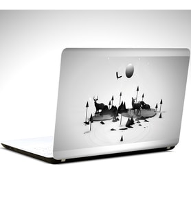 Geyikler ve Ay Laptop Sticker 14 inch (35X26CM)