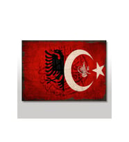 50cmX70cm Ahşap Tablo Turk Arnavut Bayrağı Görseli