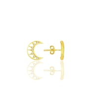 Gümüş altın yaldızlı zirkon taşlı hilal küpe SGTL12263GOLD