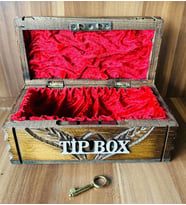 Tip Box Bahşiş Kutusu Ve Kumbara Sandık Tipi Tipbox Ceviz Ağacı Kilitli 