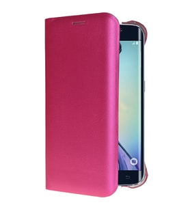 Galaxy S6 Edge ile Uyumlu Flip Wallet (Suni Deri) Pembe